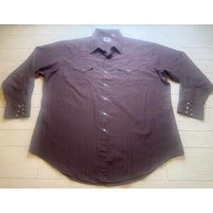 Ely Cattleman‎ Shirt Men's XXL Western Pearl Snap Long Sleeve Chocolate Stripe
